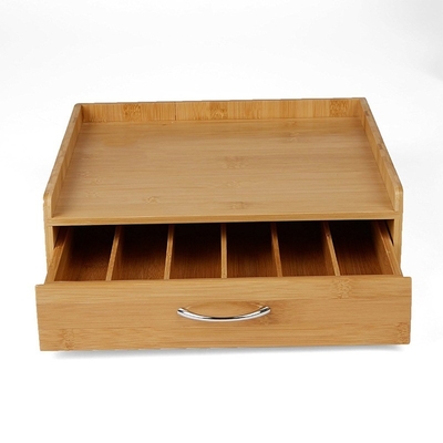 Scatola e vassoio per il tè in bambù naturale Servire vassoio di stoccaggio con sacchetto organizzatore cassetto moderno